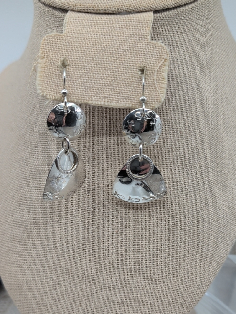 Sterling Silver 925 Fish Drop Earrings Florida Keys Artisan BJH Vintage 1990s - Picture 8 of 17